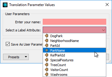 Selecting an attribute name