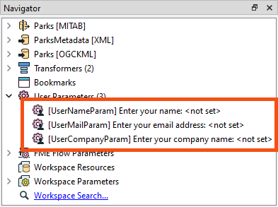 Three user parameters