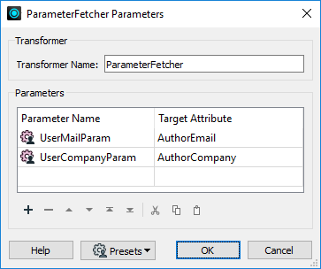 ParameterFetcher transformer parameters