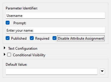 Adding a Text user parameter for Username