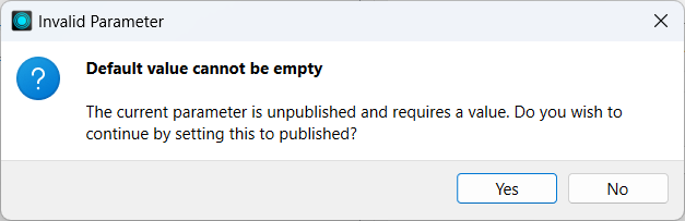 Invalid Parameter warning dialog