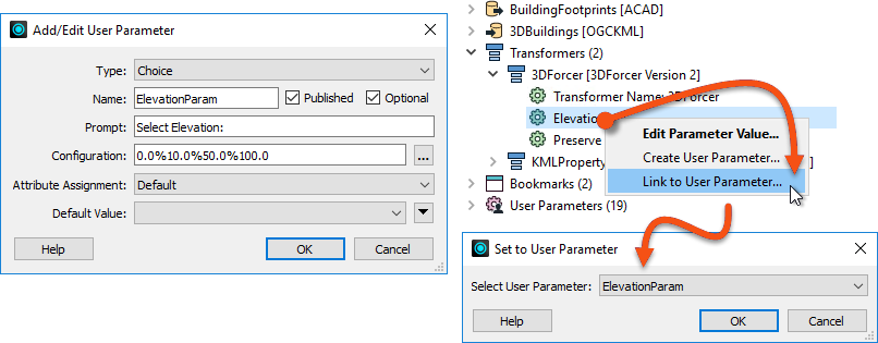 Creating a user parameter and then linking it