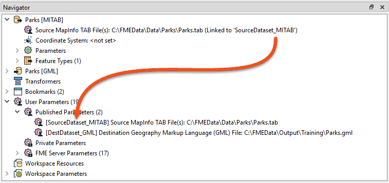 Pre-linked parameter example