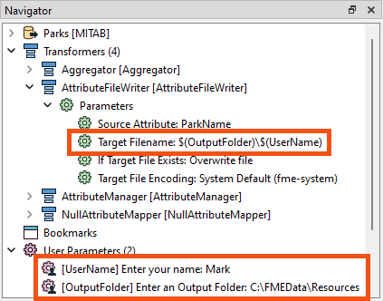 Embedded parameter example