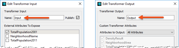 Changing transformer port names