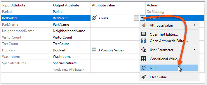 Setting a null value in the AttributeManager.