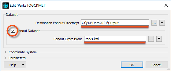 Dataset fanout dialog