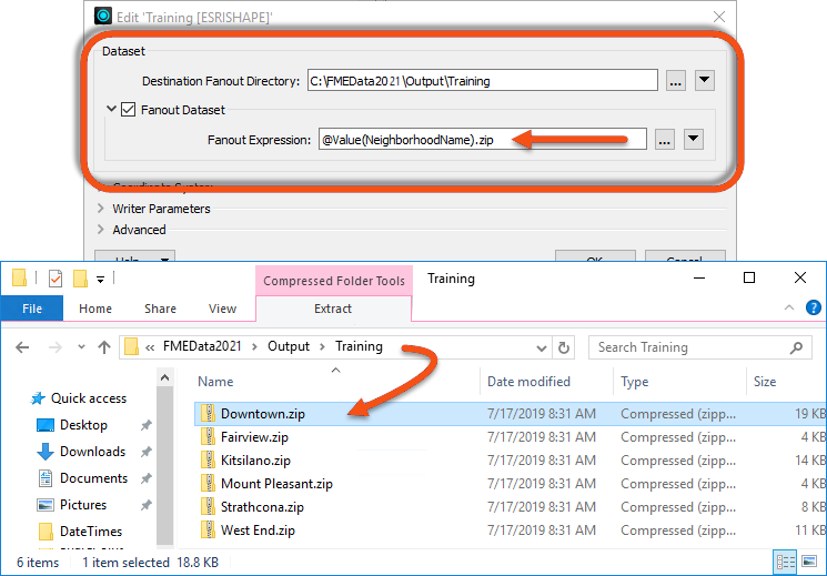 Creating a zipped fanout by adding .zip to the expression