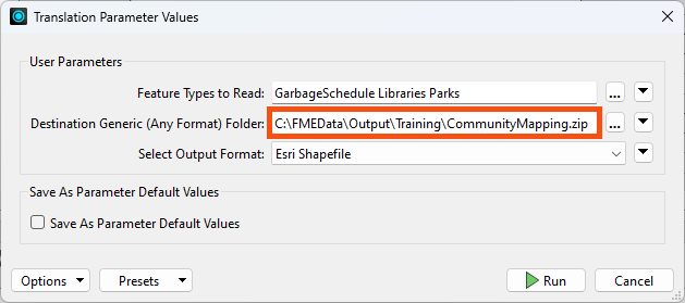 Checking the output path