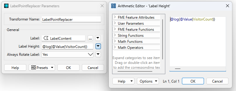 Setting Label Height to use a mathematical expression