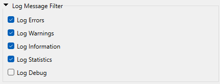 Log Message Filter settings