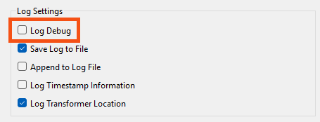Log Debug checkbox moved for 2024.1