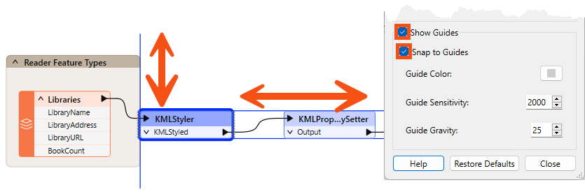 Aligning objects using guides