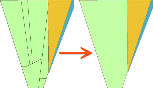 Example of results of using a Dissolver on geometry