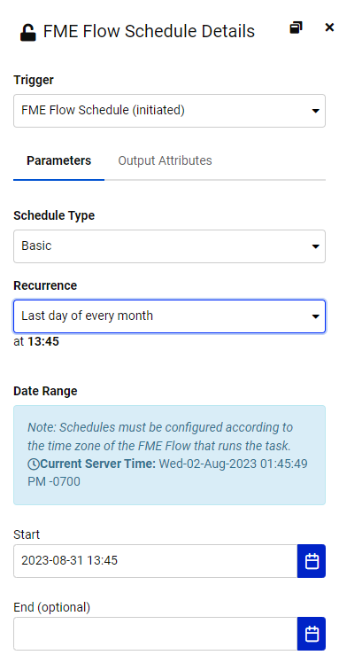 Configuring the schedule