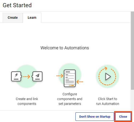 Closing the Get Started window