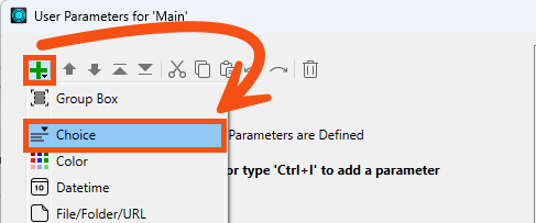 Adding a Choice user parameter