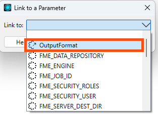Selecting the user parameter to link