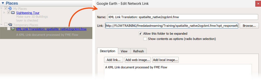 Viewing the KML Network Link in Google Earth
