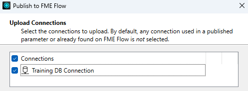 Publishing a database connection to FME Flow