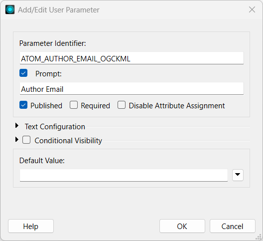 Add/Edit User Parameter dialog