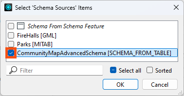 Setting Schema Source to Schema From Table