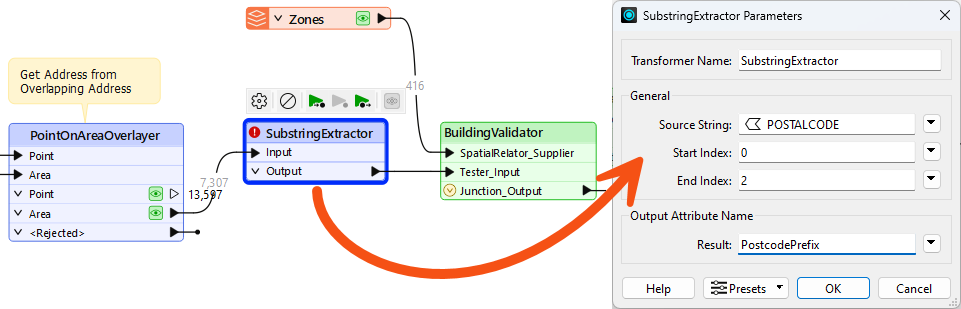 Setting SubstringExtractor parameters