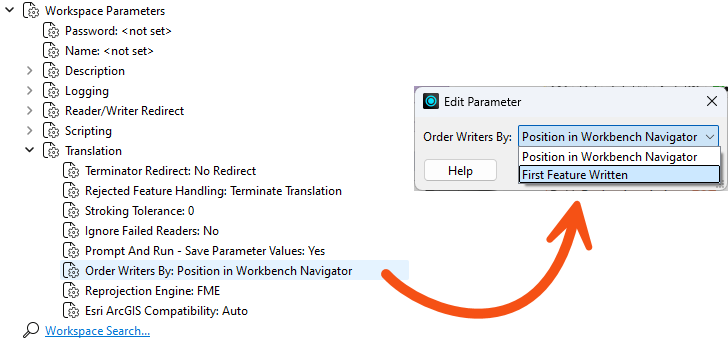 Changing workspace parameter Order Writers By