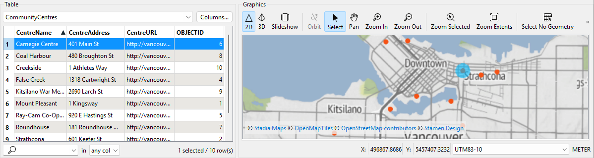 Interactive selection of spatial data