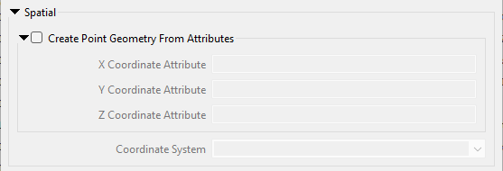 CSV reader parameters with point creation disabled