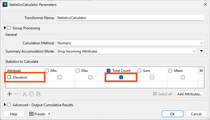 StatisticsCalculator configured