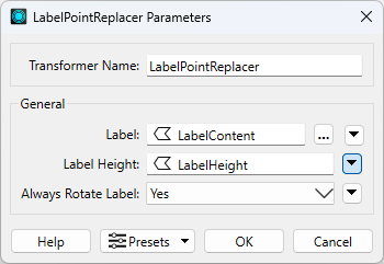 The parameters of the LabelPointReplacer