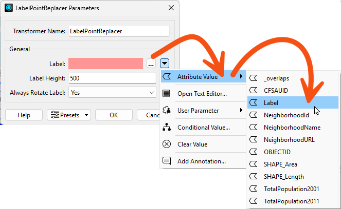 Setting a transformer value to use an attribute value