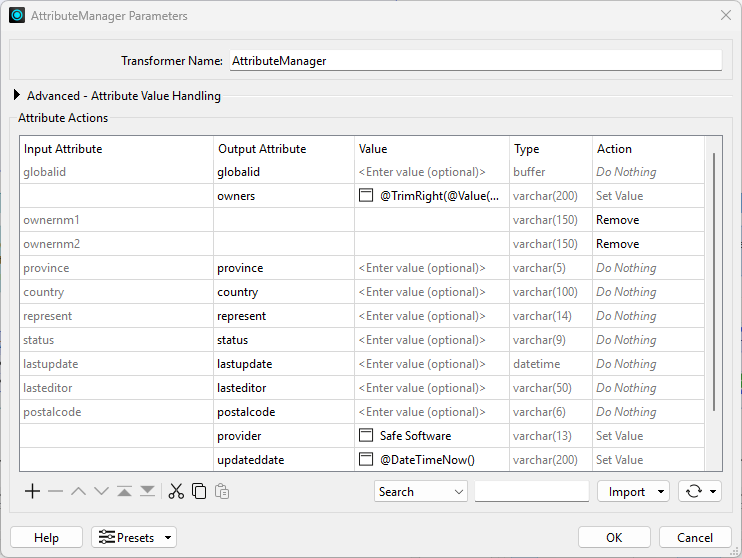 Removing attributes