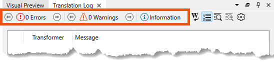 Translation Log filter buttons