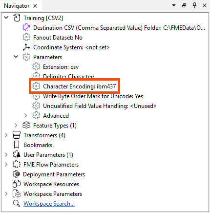 Writer encoding parameter