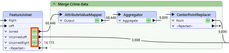 Viewing feature caches on the FeatureJoiner