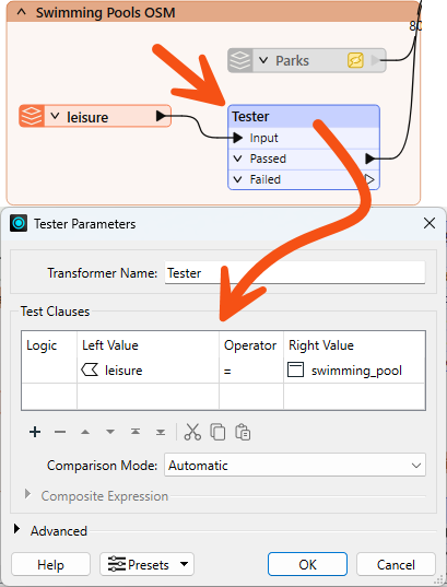 Adding and configuring a Tester to filter to only swimming pools