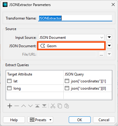 JSONExtractor parameters