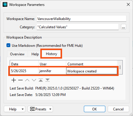 History tab
