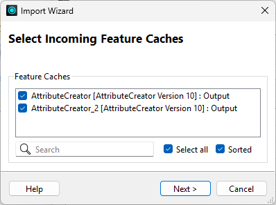Selecting feature caches