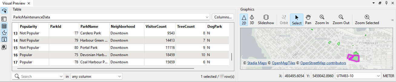 Written parks data
