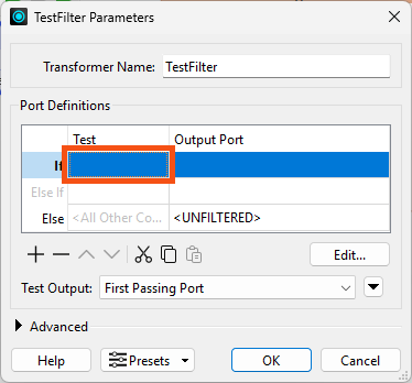 Double-clicking first cell to add new test