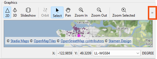 Arrows to expand Graphics toolbar