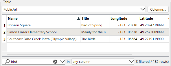 Filtering with the search bar