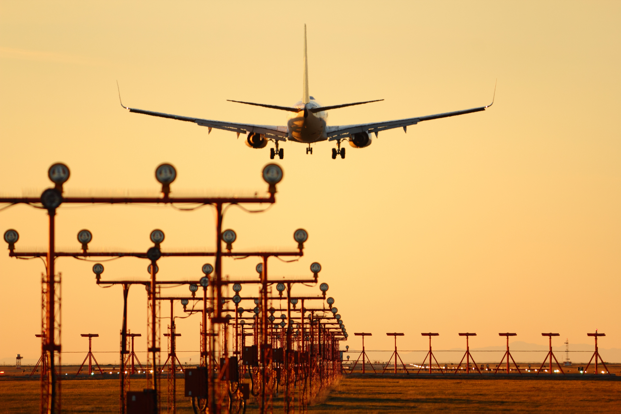 Airplane landing at Vancouver airport