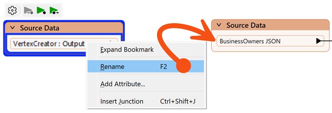 Renaming collapsed bookmark port