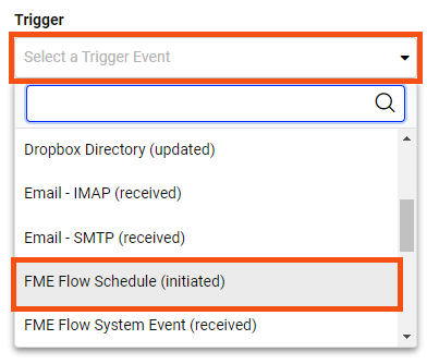 Selecting an FME Flow Schedule as the Trigger