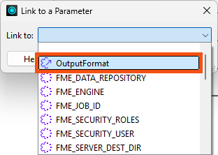 Selecting the user parameter to link