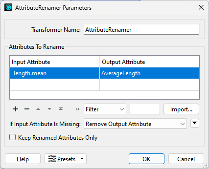 Filling out the AttributeRenamer